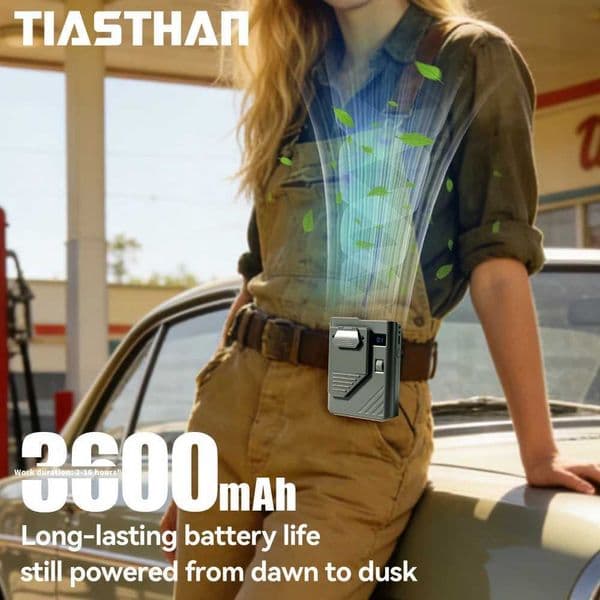 3600mAh Waist Hanging Fan with 100-Speed Stepless Adjustment for All-Day Outdoor Work and Camping Travel Pocket Fan T260520