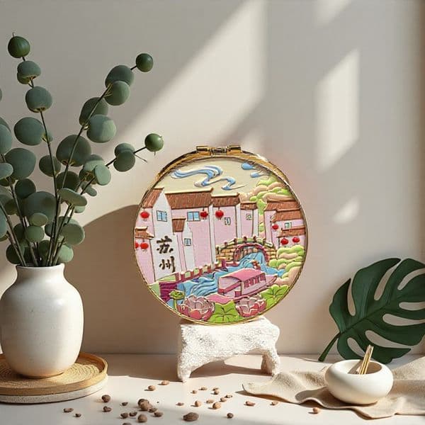 Designer Jiangsu Iron Art Limited art Edition Folding Portable Travel Metal Souvenir Water Rhythm Suzhou National Style Classical Makeup Mirror Free Shipping 3