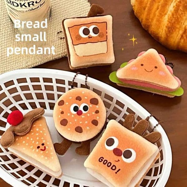 New Funny Food Kawaii Dessert Bread Charm Keychain Multipurpose Cute Backpack Decoration Gift Stuffed Animals Plush L260518KC4U