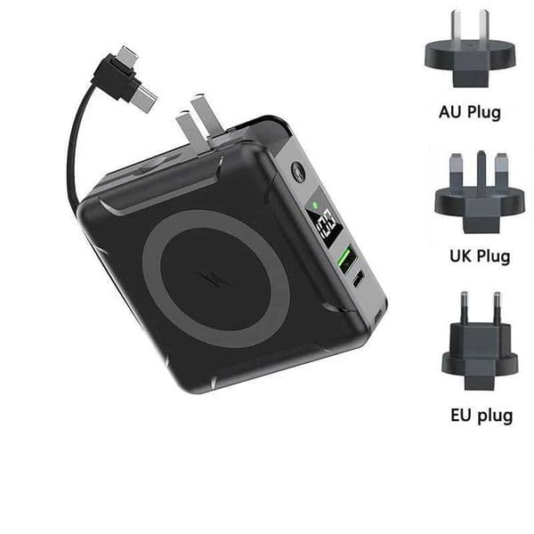 10000mAh Magsafe Power Bank with Cable AC Plug Wall Charger 225W Wireless Fast Charger for iPhone 15 14 Powerbank T260520
