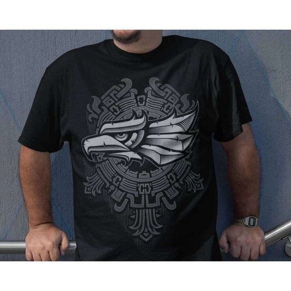 Fashion Eagle Print T Shirt Men Tribal Graphic Tees Casual Streetwear Black Cotton Short Sleeve Summer Top Cool Punk Rock Style