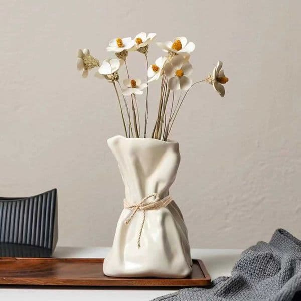 Ceramic Vase and Glass Flower Vase Hydroponic Money Bag Shaped Vase Flower Living Room Decoration Desktop Home Decoration L260520