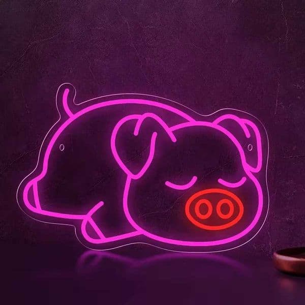 1pc Pink Pig LED Neon Sign USB Powered Cute Wall Art Decor Unique for Bedroom/Restaurant/Bar/Pet Shop/Valentines Day Gifts H260520
