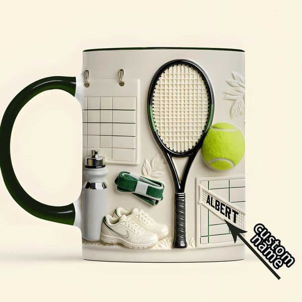 Custom Tennis Theme Ceramic Mug with Name Personalization - Sports Gift for Tennis Lovers H260520