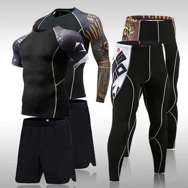 Mens Quick Dry T-shirt Leggings Set Summer Breathable Casual T Shirt Running Set Fashion Compression Male Sport Suit 2022 New X260520
