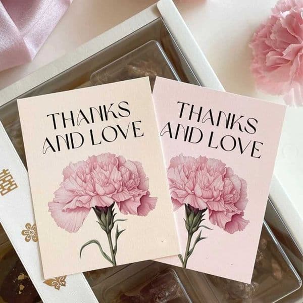 30pcs Carnation Floral Thank You Cards - Blank Message Tags for Birthday/Mothers Day/Wedding DIY Handwritten Notes L260520