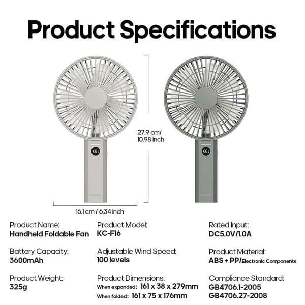 New Portable Folding Handheld Fan 3600mAh Desktop Rechargeable Fan 100-speed Wind Angle Adjustable for Home Outdoor Travel T260520UL77