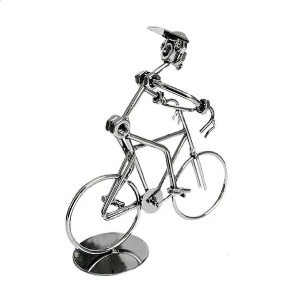 Luxury Designer Decor 1 PCS Retro Cyclists Model Iron Art Metal Bicycle Ornament A Man Riding Bike Statue gift set Figurine For Home Library Desk Decoration Dec 022