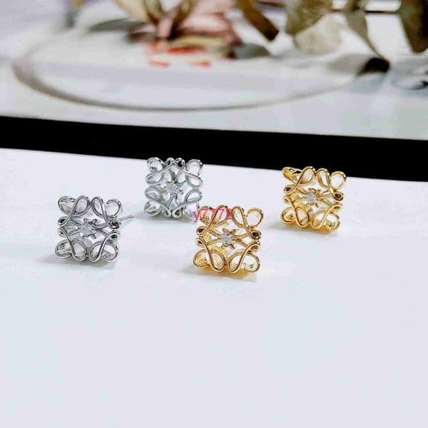 brand stud earring hollow square earrings plated gold luxury earrings designer for women Wedding Jewelry gift With box