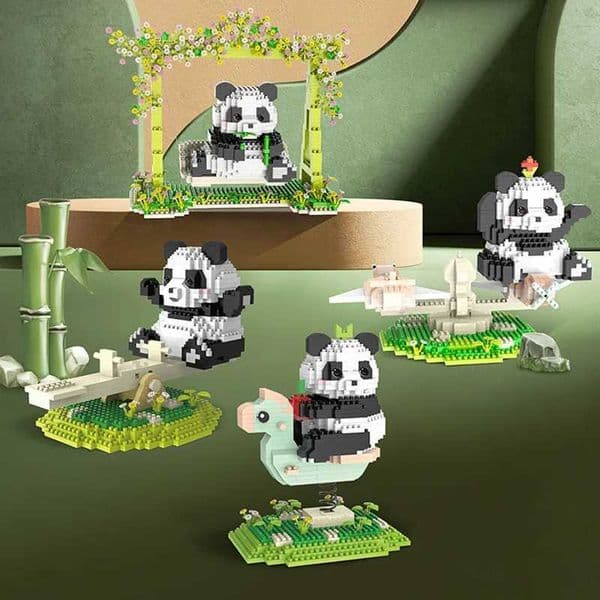 Cute and fun Panda creative Trendy toy series of figurines table decorations gift building blocks M260520 thumbnail 2