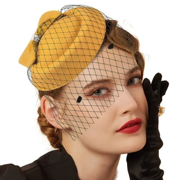 New 20s 50s Vintage Pillbox Hat Kentucky Derby Veil Fascinators Cocktail Tea Party Headwear Clip Fascinator Hat for Women L260520