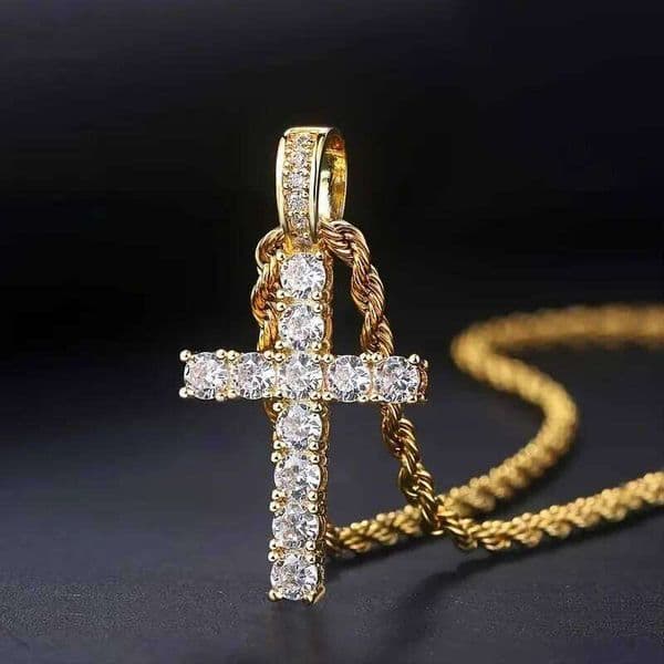 Huitan Luxury Cross Pendant for Women Sparkling White Cubic Zirconia Long Necklace Wedding Party New Fashion Jewelry J260520
