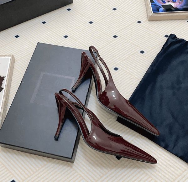 High Quality Woman High Heels Dress Pumps Norma pump slingback sandals patent leather pointed toe and sling back shoes factory wholesale 35-40EU