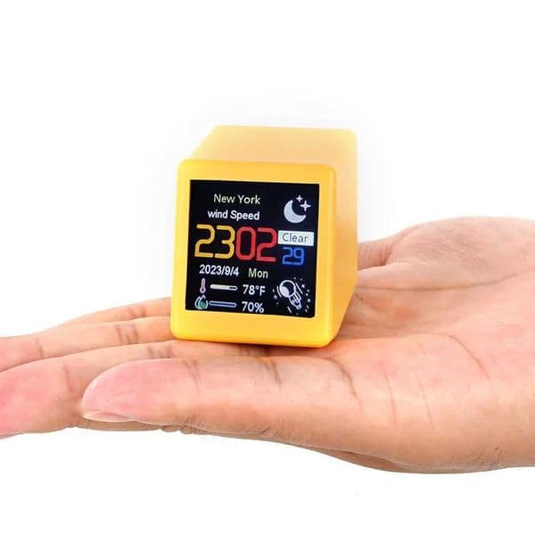 Small Portable Smart Wifi Weather Station Display Weather Temperature Humidity Time Alarm Clock Desktop Decoration C260520