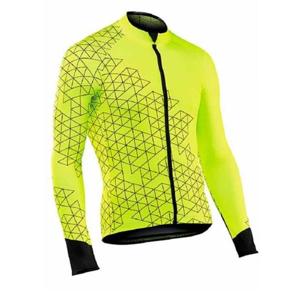 Fluorescent Yellow Men Autumn Bicycle Clothing Road Racing Clothes Breathable Spring Bike Shirt Long Sleeve Cycling JerseyZHR260520