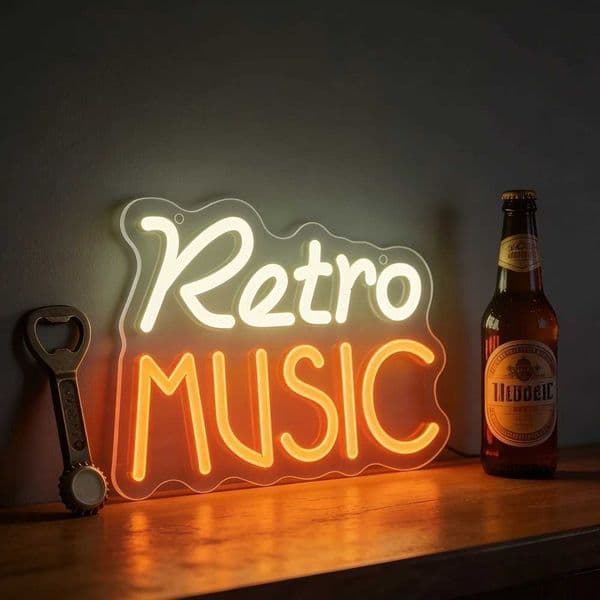 Retro MUSIC LED Neon Sign Vintage Wave Edge for Bar Restaurant Home Decor Wall Art Lighting Creates Cozy Atmosphere Party Gift H260520
