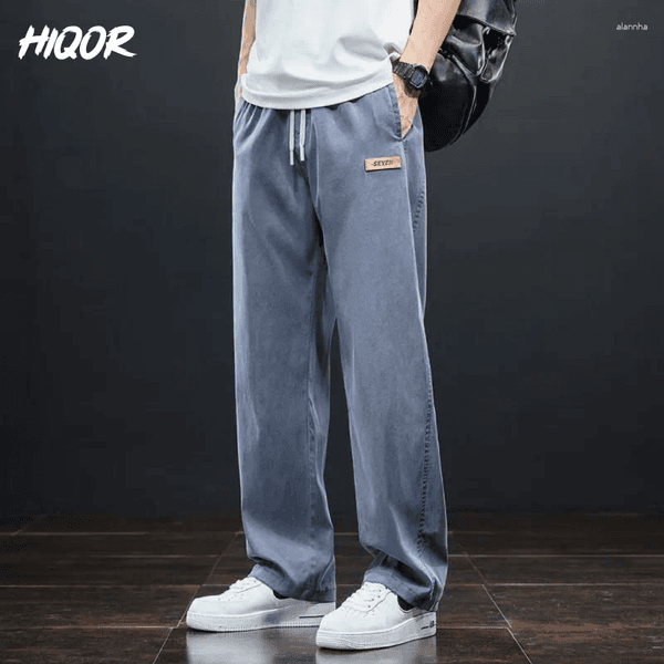 Men's Pants Straight Casual Cargo Spring Summer Men Wide Leg Loose Long Business Work Trousers Drawstring Baggy Sweatpants Male
