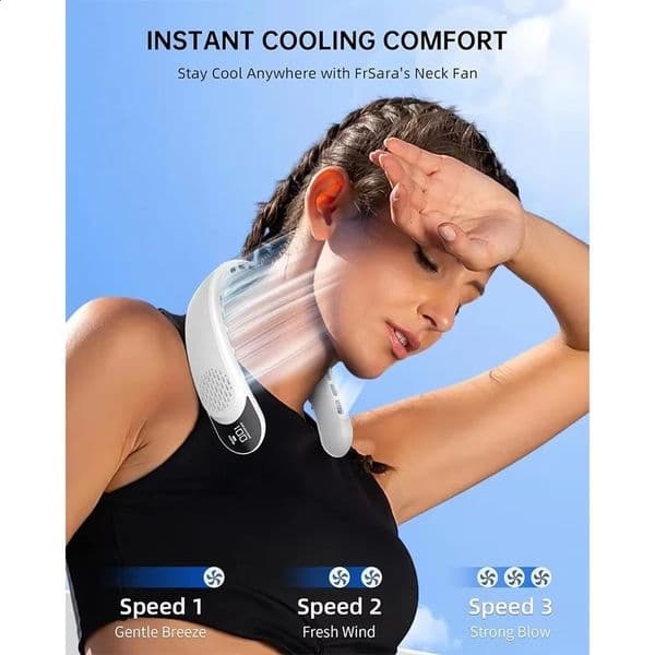 Neck Fan 4 Turbo Foldable Neck Cooler 4000 mAh Battery Bladeless Portable Wind Fan 3 Speeds Type-C Rechargable Ventilador 260520