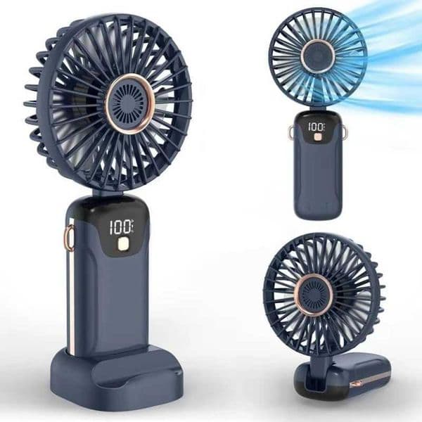 NEW Foldable Handheld Portable Fan Mini Foldable HandFan with USB Rechargeable Battery Desk Outdoor Neck Hanging 5 Speed Fan T260520