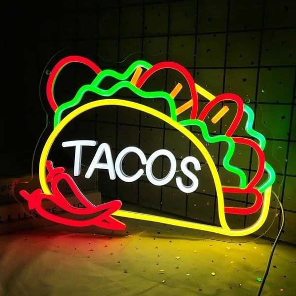 Tacos Neon Signs USB Powered LED Neon Lights for Wall Decor Children Bedroom Shopping Malls Fast Food Restaurants Decoration H260520