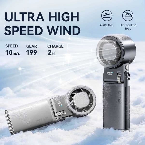 2026 Semiconductor Mini Handheld Fan 6000mAh Turbine High-speed Violent Electric Fan Folding Neck Ice Pack Refrigeration T260520