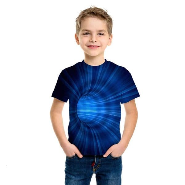 Cool Optical Illusion Tunnel 3d Print Boys Creative T-Shirt Casual Lightweight Short Sleeve Tee Tops Childrens Clothing SummerJ260520