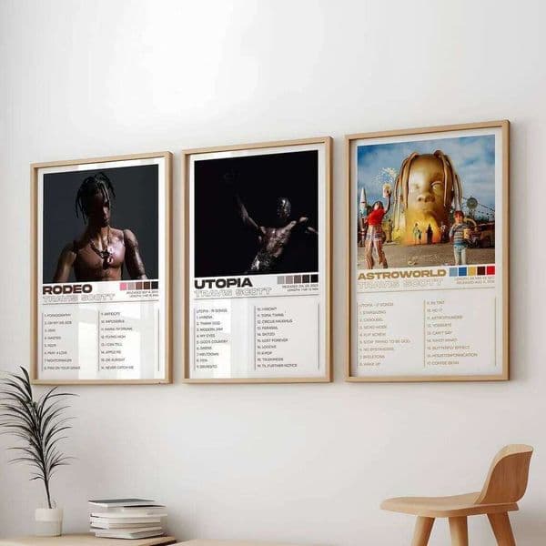 3pcs/Set Modern Travis Scott Albums Cover Songs Music Rap Wall Art Canvas Painting Posters For Living Room Home Decor J260520