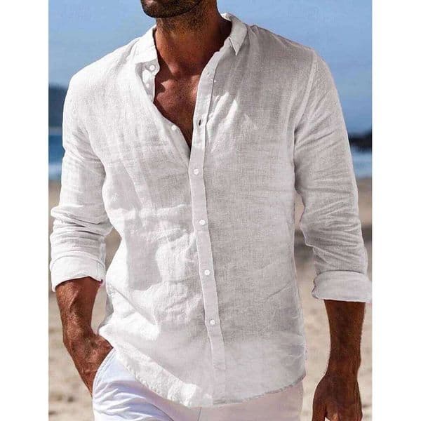Men's slim fit casual Hawaiian solid color basic style spring and summer breathable men's clothing W260520