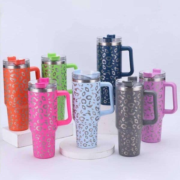 40oz Thermos Cup With Handle Coffee Insulated Tumbler Straw Stainless Steel Car Vacuum Flasks Maintains Heat Cold And Ice 26L0520