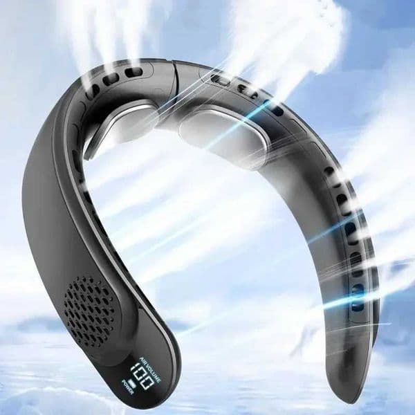 4000mAh Leafless Portable Neck Fan Turbine Vaneless Design 3 Gears Super Strong Wind Fast Cooling Digital Display for Outdoor T260520