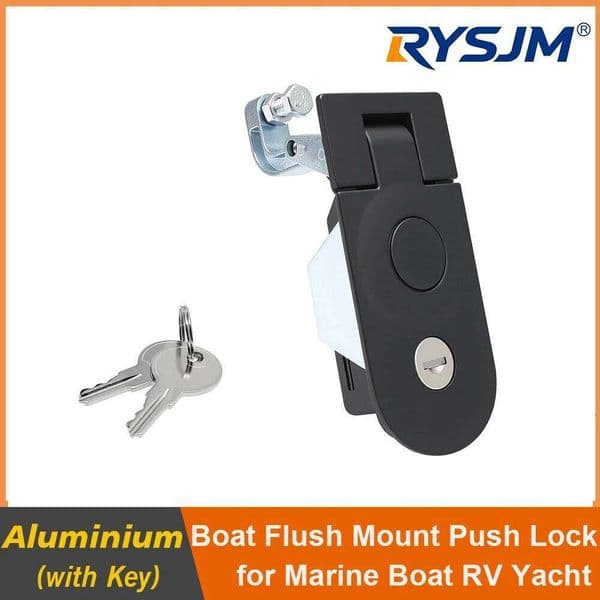 RYSJM Compression Latch Flush Mount Cabinet Lock Aluminium Black Handle Tool Locking Latches Hardware for Marine Boat RV