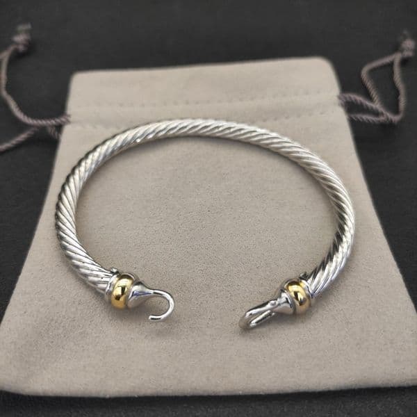 Luxury Bracelet Twisted Cable Open Cuff Bracelet Silver High Quality Bracelets Jewelry Women Men Gold Pearl Diamond Cuff Bangle Gift