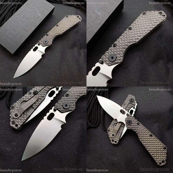 New High End Tactical Folding Knife D2 Drop Point Stone Wash Blade Tc4 Titanium Alloy Handle Pocket Knives folding knife EDC Gear