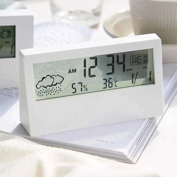 LCD Digital Alarm Clock Smart Night Light Alarm Clock Time Date Temp Humidity Display Bedside Battery Operated Desktop Clock C260520