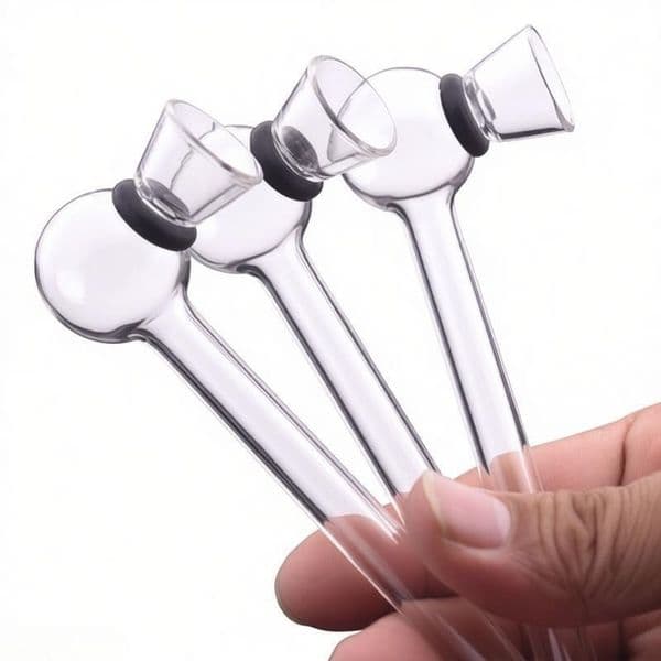 Wholesale Newest Funnel Shape glass oil burner pipe Thick heady mini 10cm Handmade tobacco smoking pipes two Use