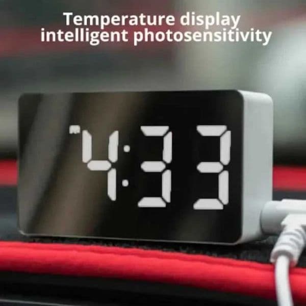 LED Mirror Desktop Alarm Clock Snooze Function Time Display Night Light USB Rechargeable Digital Table Clock for Home Bedroom C260520