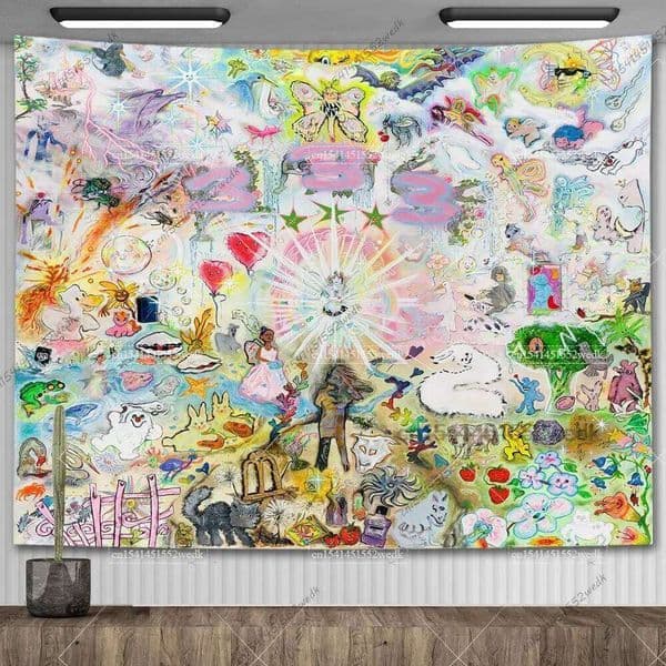333 Bladee Album Cover Wall Tapestry Hippie Hip Pop Rapper Tapestries Bedroom Aesthetic Background Cloth Home Dorm Decoration 26W0519