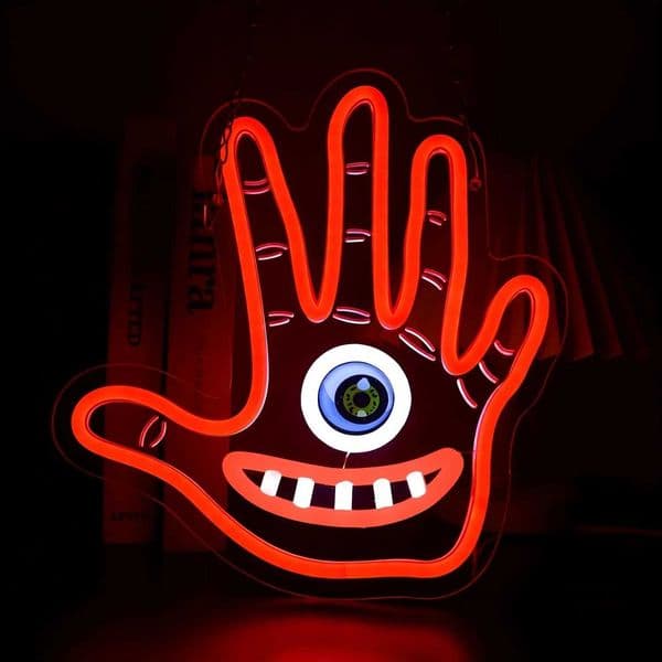 Fantasy Red Hand LED Neon Sign with Eye and Mouth for Bar Party Home Decor Unique Personality Trendy Wall Art Lighting H260520