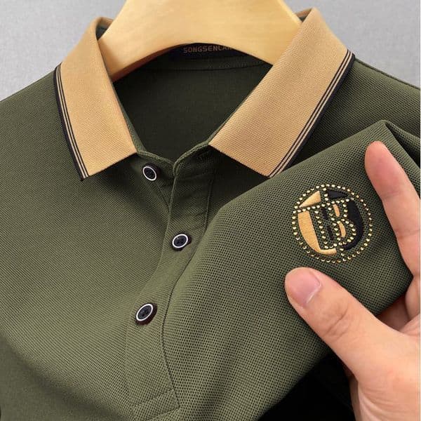 Mens Designer Tshirt Polo Shirt Summer Business Casual Striped Collar Rhinestone Embroidered Logo Loose Fit Breathable Short Sleeve Men Polo Top Daily Office Wear