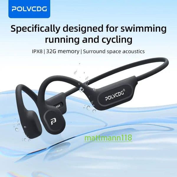 POLVCDG X9 Bone Conduction 32G IPX8 Waterproof Open Design for Swimming Running Cycling Hanging Earphones