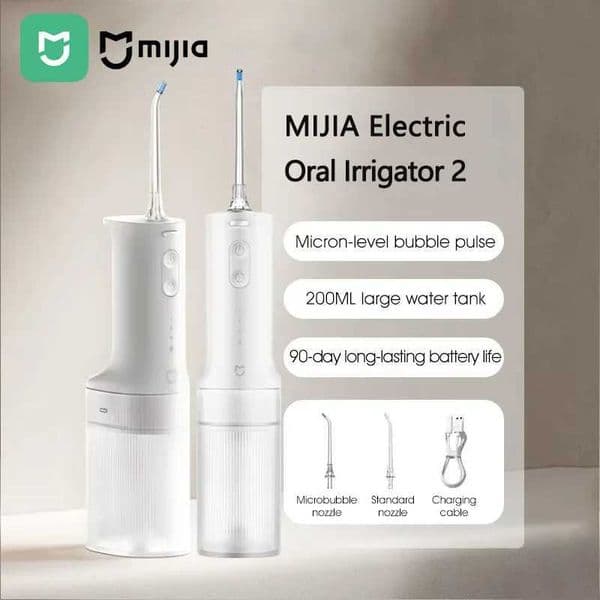 2025 NEW MIJIA Electric Oral Irrigator 2 MEO705 Portable Water Flosser 200mL 3-Mode Tooth Cleaner Micron-level Bubble T260520