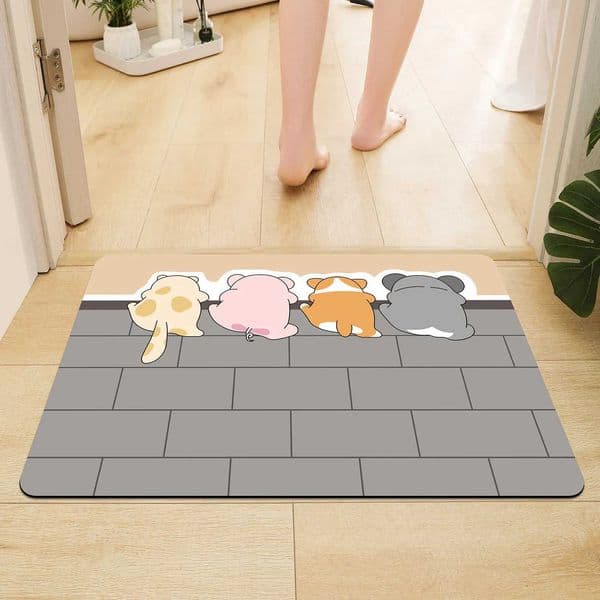 Cartoon Bathroom Soft Diatomaceous Mud Floor Mat Bathroom Absorbent Foot Mat Toilet Sink Bedroom Mat Carpet L260519