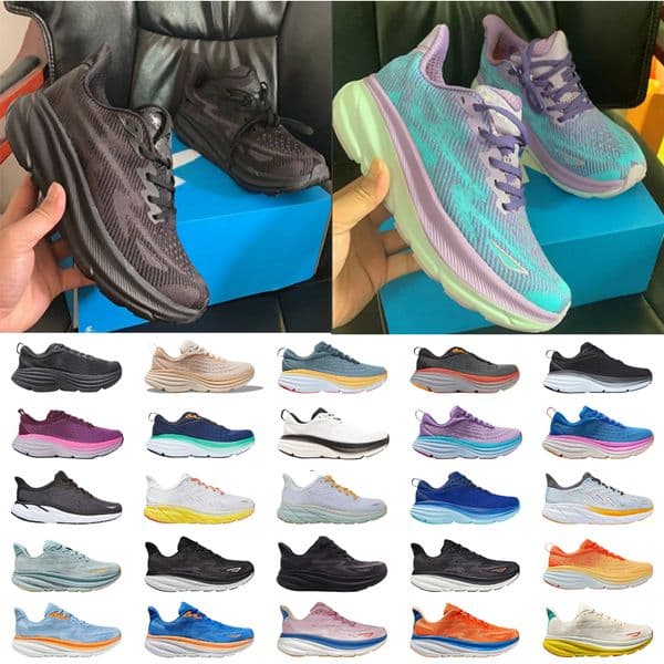 Free shipping Designer Bondi 8 Running Shoes Clifton 9 Runner Triple Black White Light Blue Outdoor Sports Trainers Lifestyle Absorption sneakers trainers 36-45