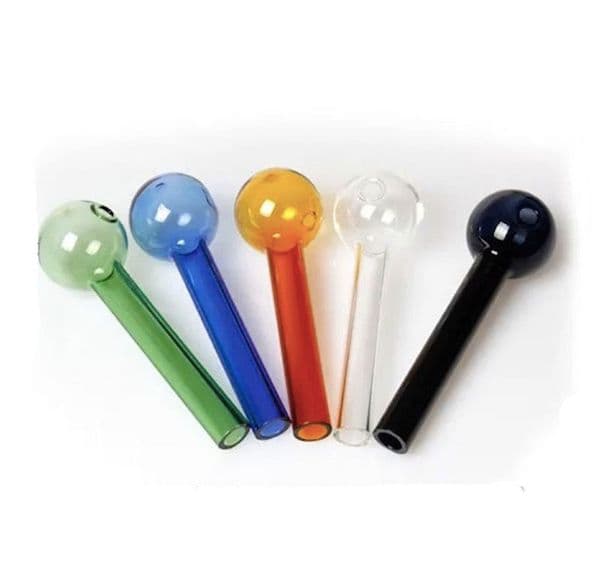 Tariff Free To USA Wholesale Thick heady 4inch 30mm Ball glass oil burner pipe Colorful Mini Straight Tube Spoon Hand Pipes For Smoking