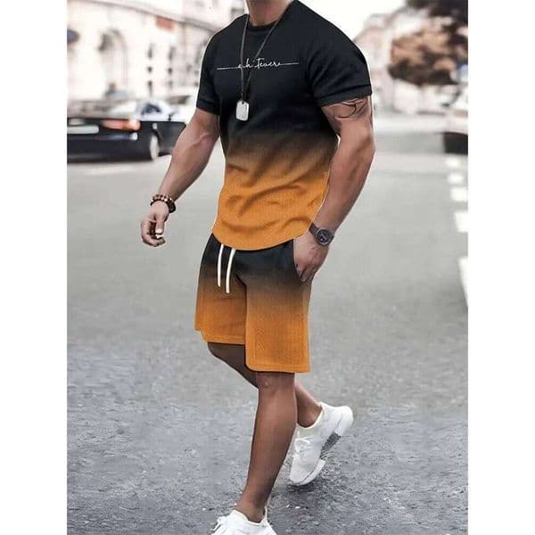 2024 New Summer Street Sportswear Oversized 3D Print T-Shirt Shorts Men's Simple Clothing Fashion Suit 26Y0520