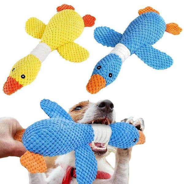 Squeaky Corduroy Platypus Chew Toy - Durable Plush Pet Toy, Suitable for Dogs and Cats, Interactive Anti-Chew Animal Doll 26W0520