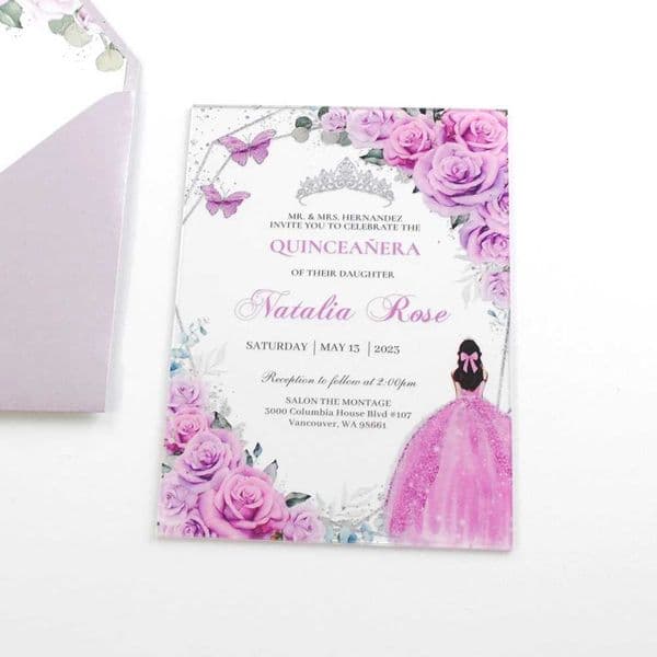 10pcs Clear Invite Acrylic Personalized Custom Sweet 15 Quinceanera Party Aesthetic Birthday Invitation Cards L260520