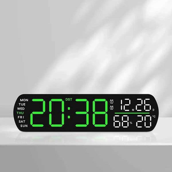 Digital Alarm Clock TEMP Humidity Date 2 Alarms Countdown Timing DST Snooze Table Clock Auto Dimmable 12/24H LED Clock for Decor C260520