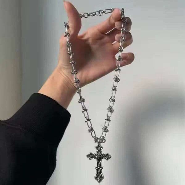 GANEMLY 316L Stainless Steel Casting Metal Cross Pendant Necklace For Men Women Punk Hip Hop Chain Collar Jewelry Waterproof J260520