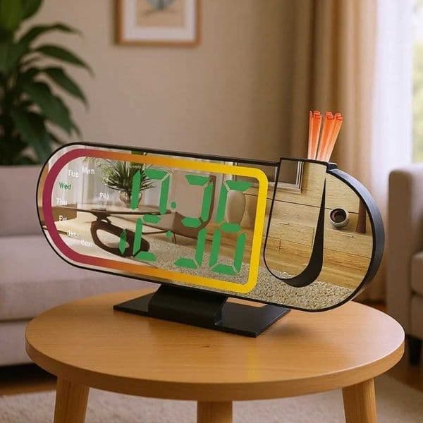 Large Screen Projection Alarm Clock Colorful Projection RGB Mood Light LED Projection Clock 12/24H Switch Intelligent Electronic C260520
